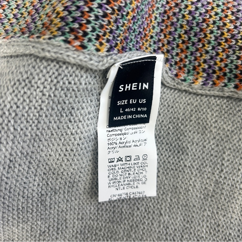 SHEIN EMERY ROSE Graphic Detail Cardigan W/ Hoodie - Size L! - Picture 7 of 7